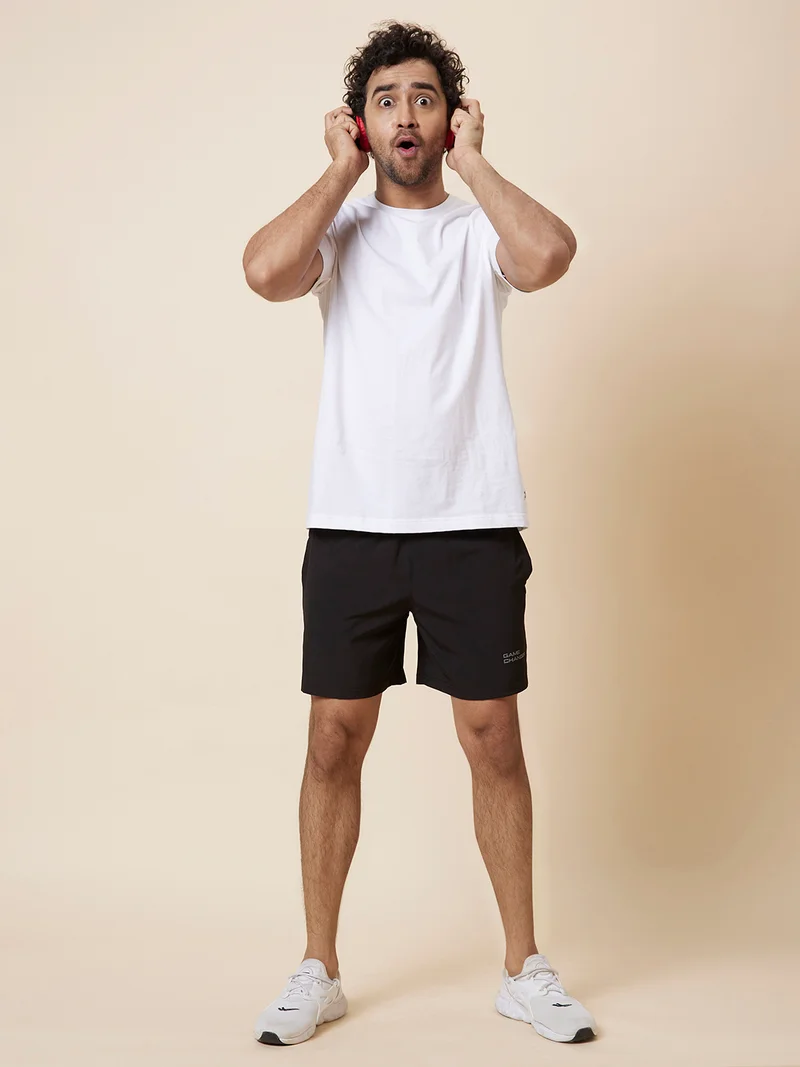 globus Globus Men Black Regular Fit Sports Shorts